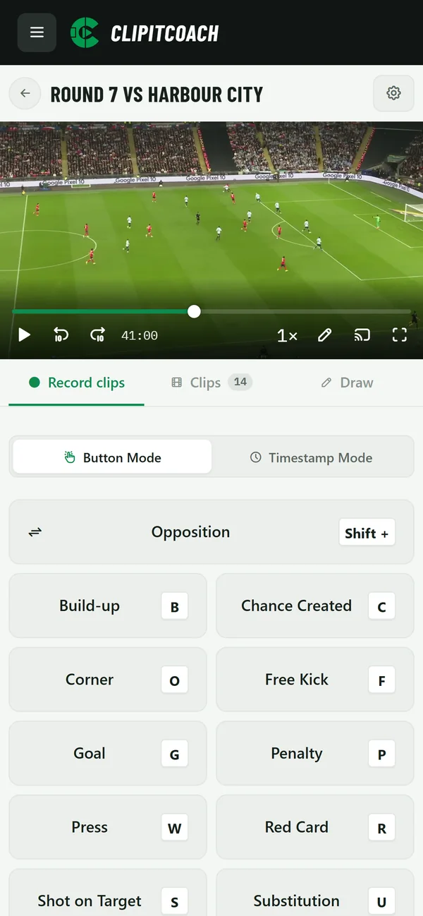 Button Mode on a phone: a button for every tag
